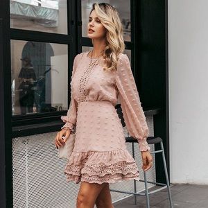 Elegant Pink Lace Dress